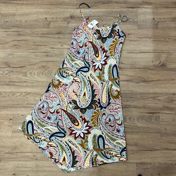 Vtg 90s TESSUTO Paisley Printed Asymmetrical Dress Medium NWT - Picture 1 of 12